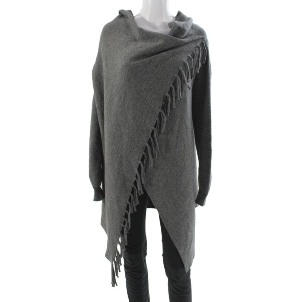 Gumps Womens Wrap Cowl Neck Gray Sweater Long Sleeve Size S